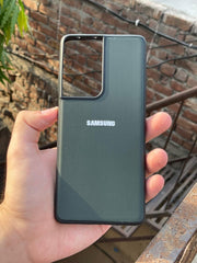 Samsung Galaxy "S21 Ultra" Leather Texture Case "Chrome Logo" - Green