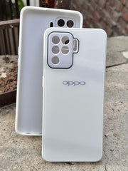 Oppo "F19 Pro" Tempered Glass "Chrome" Case - White