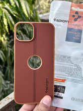 iPhone "15 Plus" Spigen Premium Woven Stitched Case - Brown