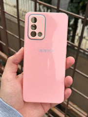 Oppo "F19" Tempered Glass "Chrome" Case - Pink
