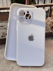 iPhone "13 Pro Max" Tempered Glass "Solid" Case - White