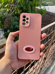 Samsung Galaxy "A13" Silicone "Holo Camera Ring" Case - Pink