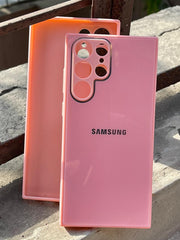 Samsung Galaxy "S22 Ultra" Tempered Glass "Chrome" Case - Pink