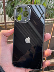 iPhone "13 Pro Max" Tempered Glass "Chrome" Case - Black