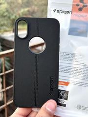 iPhone "X/XS" Spigen Premium Woven Stitched Case - Black