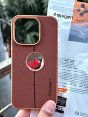 iPhone "14 Pro" Spigen Premium Woven Stitched Case - Brown