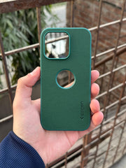 iPhone "14 Pro" Spigen Rugged Texture "LOGO-CUT" Case - Green
