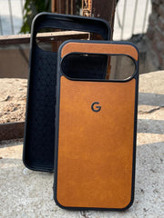 Google Pixel "9 Pro XL" Premium Leather Texture Case - Orange