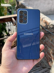 Samsung Galaxy "A32 (4G)" Tempered Glass "Chrome" Case - Dark Blue