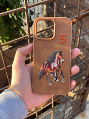 iPhone "14 Pro Max" Polo Embroidered Case - Brown