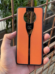 OnePlus "7T" Leather "Kevlar" Case - Orange