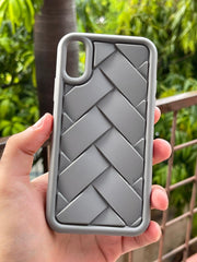 iPhone "X/XS" Premium Silicone "Woven-Bamboo" Case - Gray