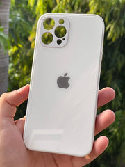 iPhone "12 Pro Max" Tempered Glass "Solid" Case - White