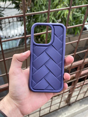 iPhone "14 Pro" Premium Silicone "Woven-Bamboo" Case - Deep Purple