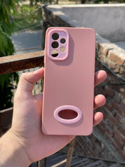 Samsung Galaxy "A32 (4G)" Silicone "Holo Camera Ring" Case - Pink