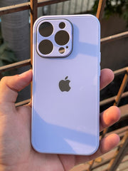 iPhone "14 Pro" Tempered Glass "Chrome" Case - Lilac