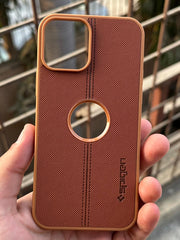 iPhone "12/12 Pro" Spigen Premium Woven Stitched Case - Brown