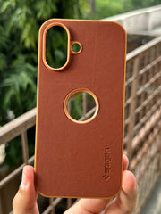 iPhone "16" Spigen Rugged Texture "LOGO-CUT" Case - Brown