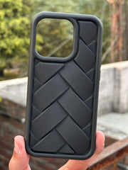 iPhone "15 Pro" Premium Silicone "Woven-Bamboo" Case - Black