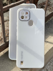 Realme "C21" Tempered Glass "Chrome" Case - White