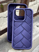 iPhone "14 Pro" Premium Silicone "Woven-Bamboo" Case - Deep Purple