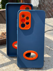 Samsung Galaxy "A33" Silicone "Holo Camera Ring" Case - Dark Blue