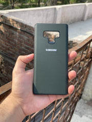 Samsung Galaxy "Note 9" Leather Texture Case "Chrome Logo" - Green