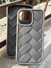 iPhone "14 Pro Max" Premium Silicone "Woven-Bamboo" Case - Gray