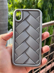 iPhone "XR" Premium Silicone "Woven-Bamboo" Case - Gray