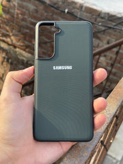 Samsung Galaxy "S21 FE" Leather Texture Case "Chrome Logo" - Green