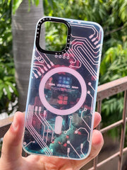 iPhone "12/12 Pro" Translucent Circuit Case - Red