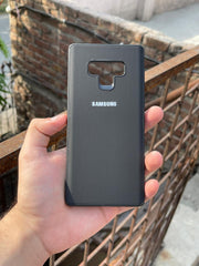Samsung Galaxy "Note 9" Leather Texture Case "Chrome Logo" - Black