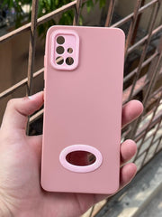 Samsung Galaxy "A51" Silicone "Holo Camera Ring" Case - Pink