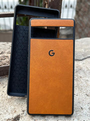 Google Pixel "8" Premium Leather Texture Case - Orange