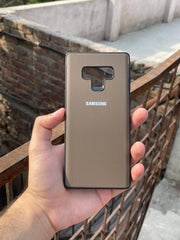 Samsung Galaxy "Note 9" Leather Texture Case "Chrome Logo" - Brown