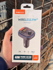 RECCI "RQ01" WIRELESS FM CAR CHARGER "48W" ( PD 20W + QC 18W )