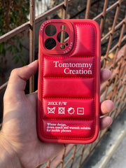 iPhone "13 Pro Max" Premium Leather Puffer Case - Red