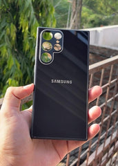 Samsung Galaxy "S22 Ultra" Tempered Glass "Chrome" Case - Black