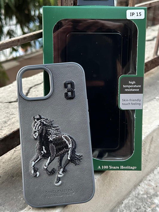 iPhone "15" Polo Embroidered Case - Dark Gray