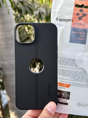 iPhone "15 Plus" Spigen Premium Woven Stitched Case - Black