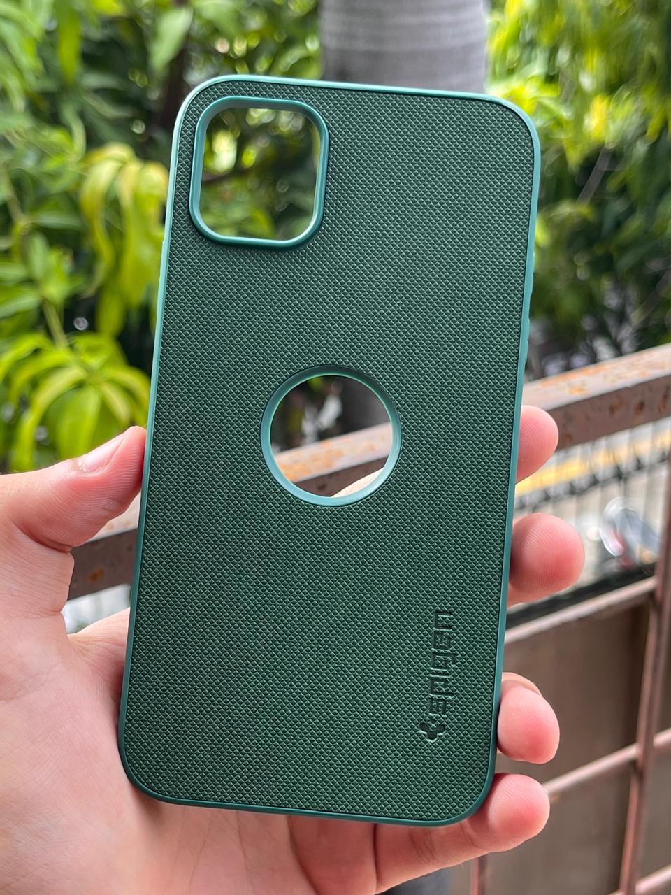 iPhone "11" Spigen Rugged Texture "LOGO-CUT" Case - Green