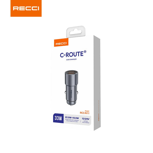 Recci "RCC-N11" C-Route Dual USB Port Car Charger "33W" (10.5W+22.5W)