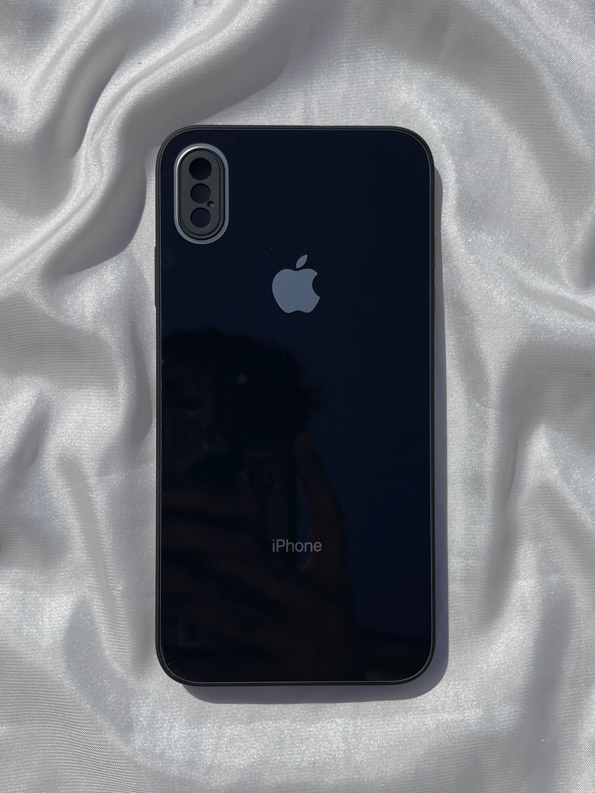 iPhone "XS Max" Tempered Glass Case "Chrome Logo"