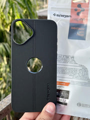 iPhone "16 Plus" Spigen Premium Woven Stitched Case - Black