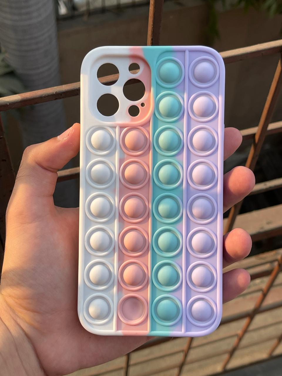 iPhone "12 Pro Max" Fidget Stress Release Pop-Up Case - White & Lilac