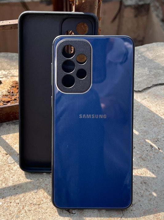 Samsung Galaxy "A33" Tempered Glass "Chrome" Case - Dark Blue