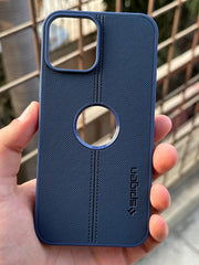 iPhone "12/12 Pro" Spigen Premium Woven Stitched Case - Blue