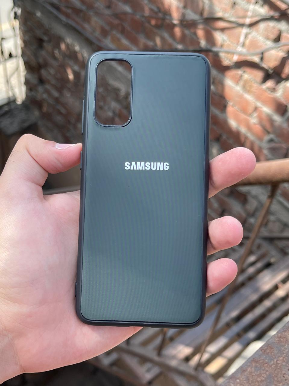 Samsung Galaxy "S20" Leather Texture Case "Chrome Logo" - Green
