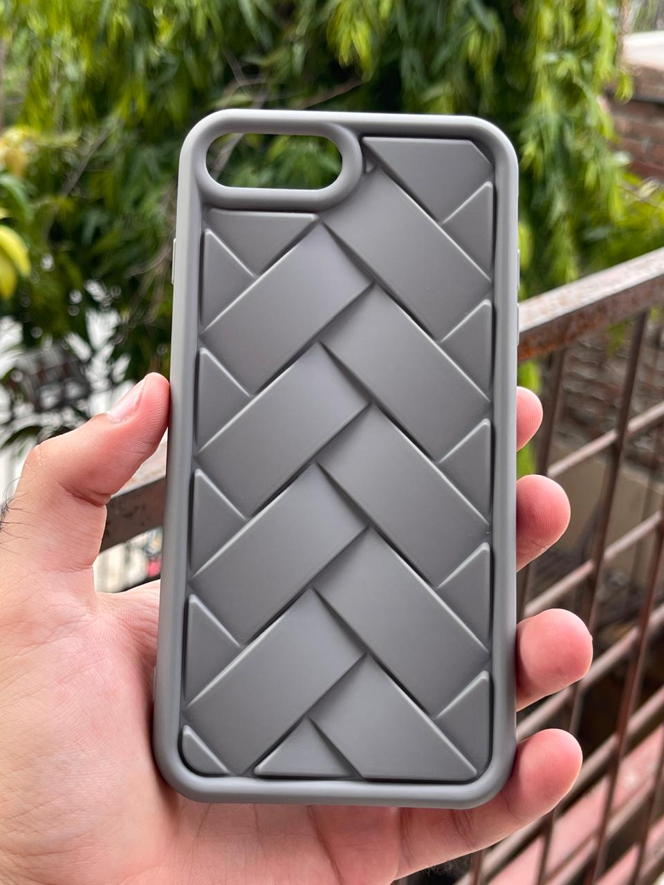 iPhone "7/8 Plus" Premium Silicone "Woven-Bamboo" Case - Gray