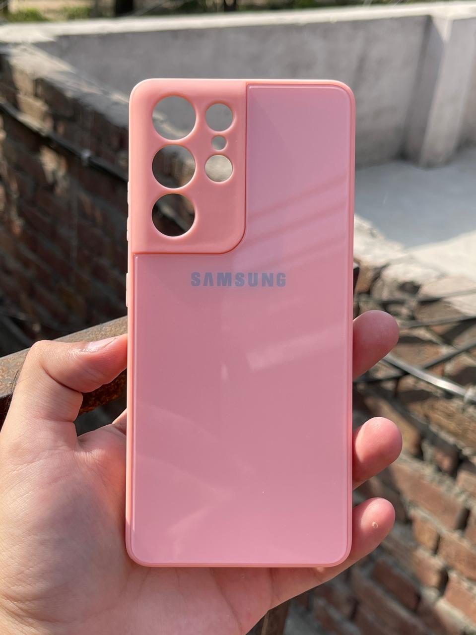 Samsung Galaxy "S21 Ultra" Tempered Glass "Solid" Case - Pink